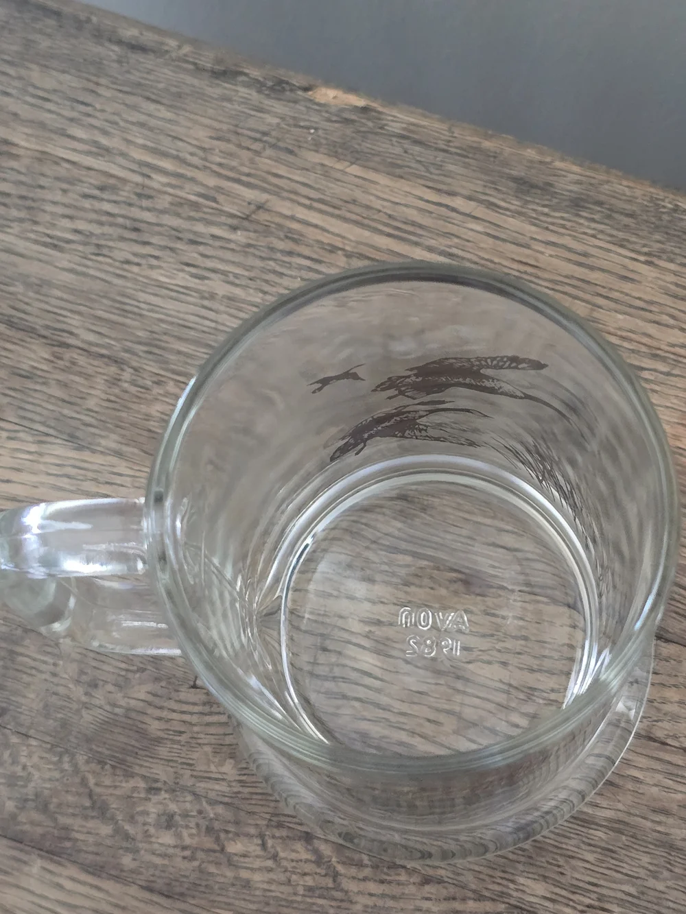 Avon Clear Glass Beer Mug with Flying Duck Print